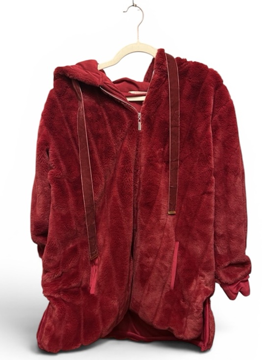 Soft Surroundings Tops - Soft Surroundings Plush Zip-Up Hoodie in Deep Red